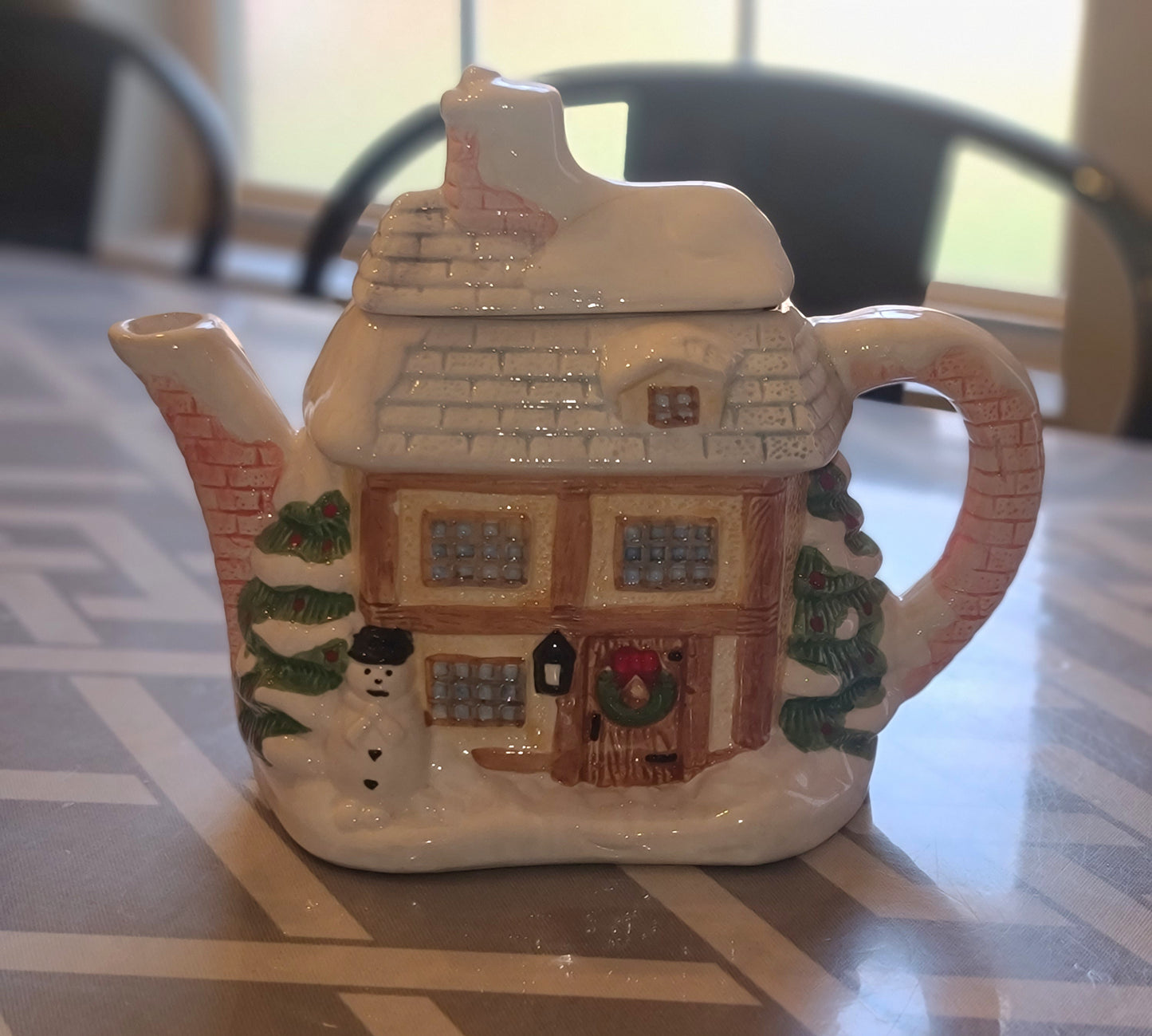Christmas Cottage Teapot