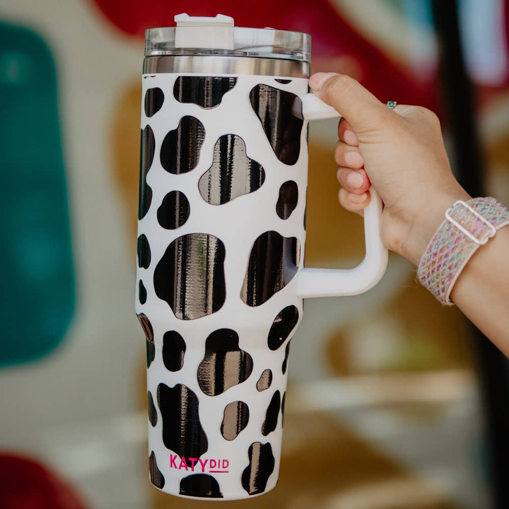 Cow Print Tumbler Cup with Handle