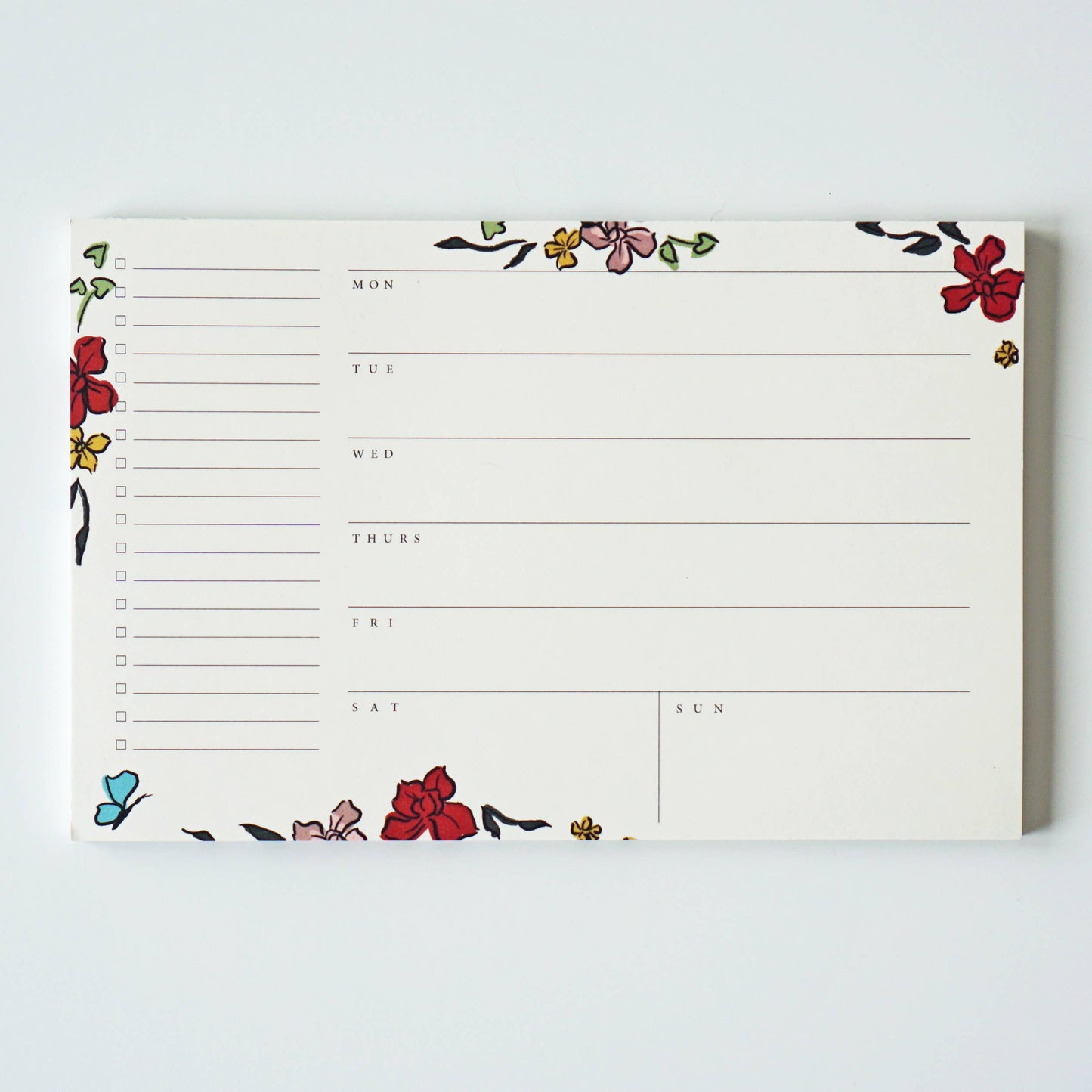 Cream Floral Weekly Planner Notepad